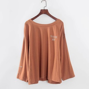 库存折扣绣字母圆领长袖 专柜女装 T恤Y4885C 春秋新款 香蕉系列