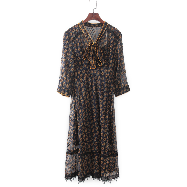 温柔风印花连衣裙两件套