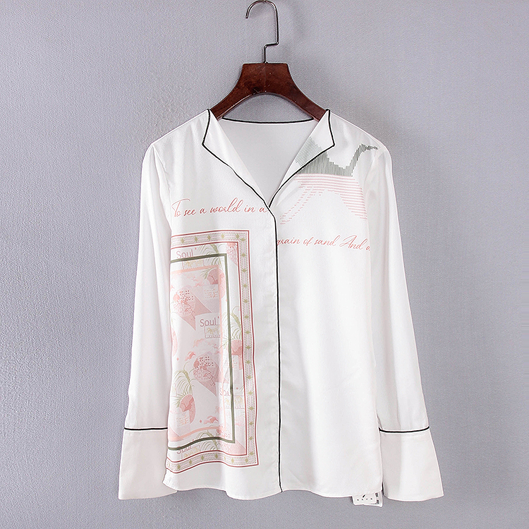 莉系列慵懒风印花长袖套头衫