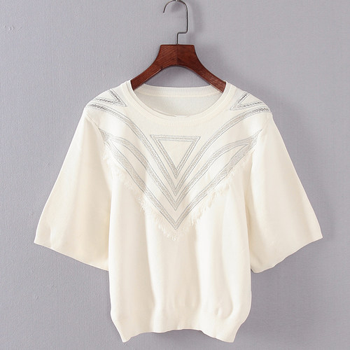 G系列 春夏新款品牌女装库存折扣休闲百搭镂空绣花套衫F1565A