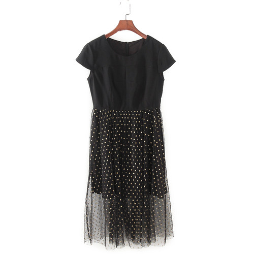 碧系列 夏季新款品牌女装库存折扣优雅时尚黑色连衣裙F1782B