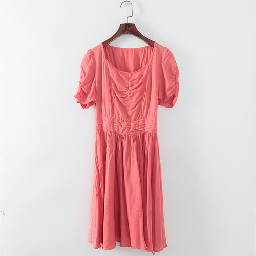 韩系甜美风纯色短袖连衣裙