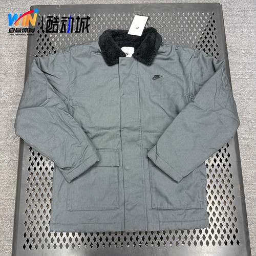 耐克Nike 男子翻毛领工装大衣加绒保暖厚棉服夹克外套FD6683-068