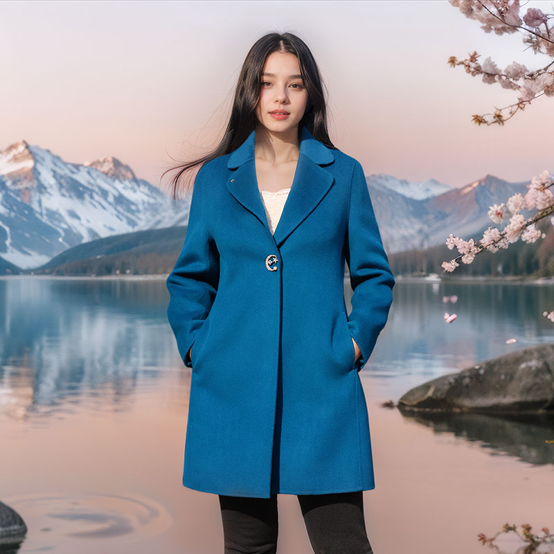雀翎裁雾 时尚羊毛大衣女气质复古翻领收腰中长款秋冬装2025新款