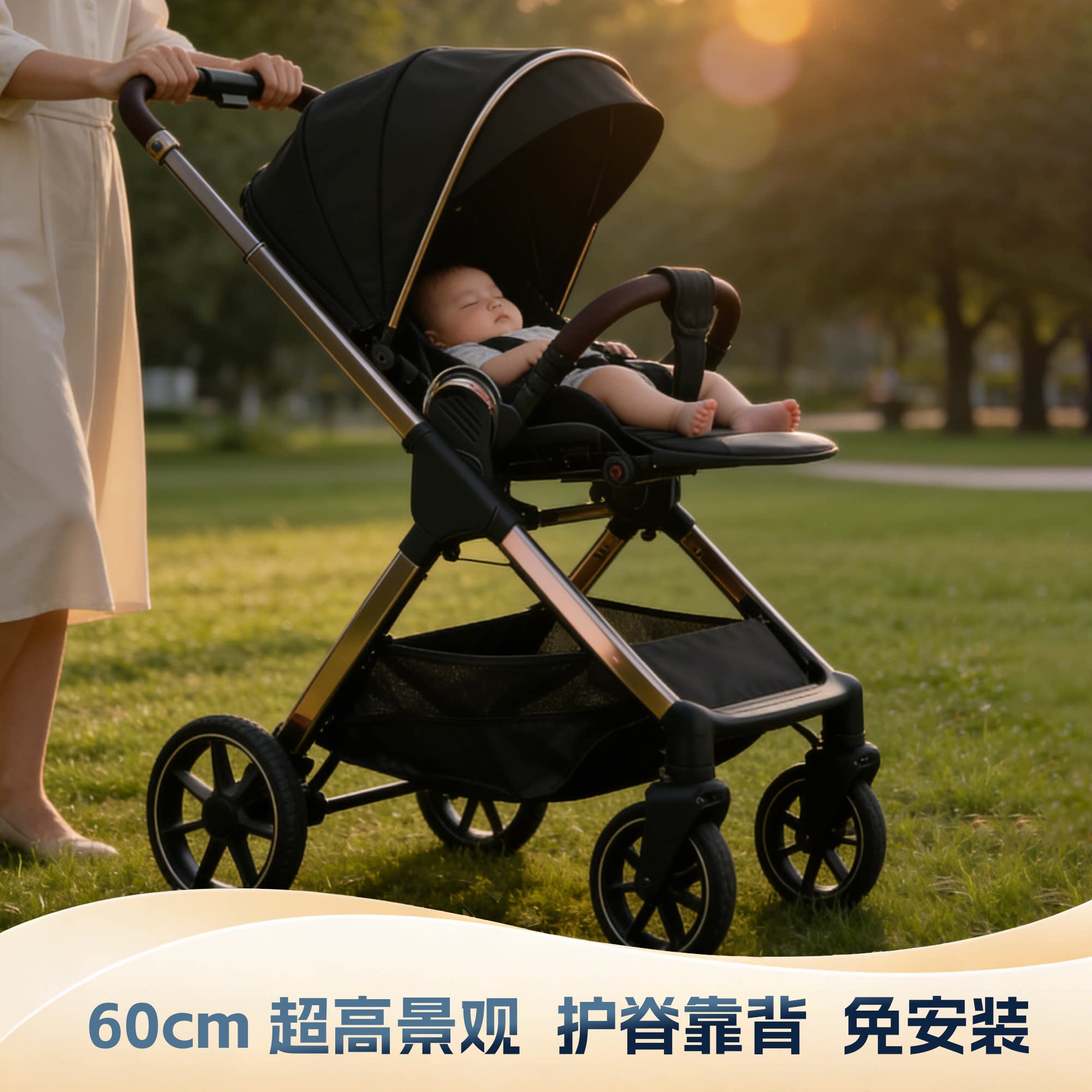 德国品质婴儿推车可坐可躺双向新生减震折叠轻便高景观遛娃神器