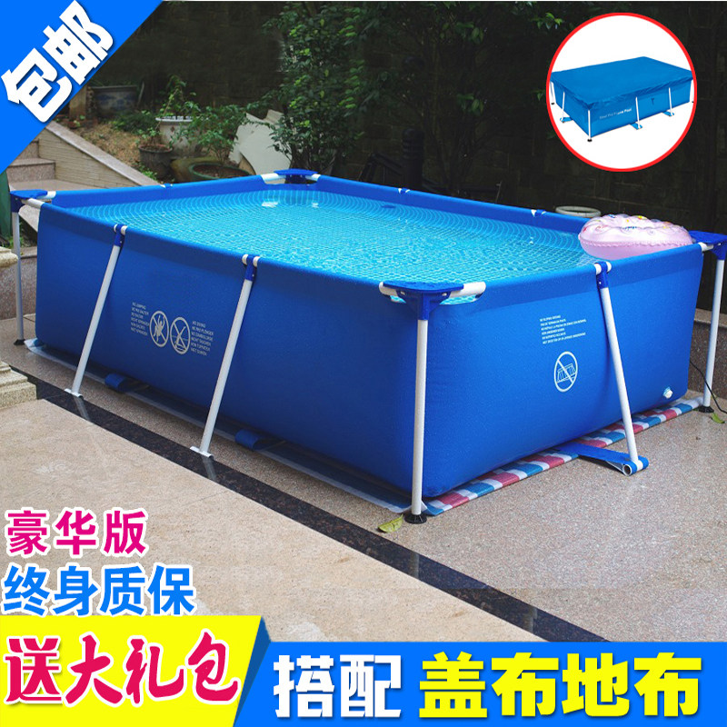包邮正品INTEX长方形管架戏水池 超大家庭儿童支架游泳池加厚鱼池
