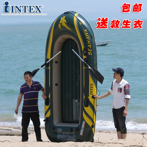 钓鱼船冲锋舟加厚充气船INTEX