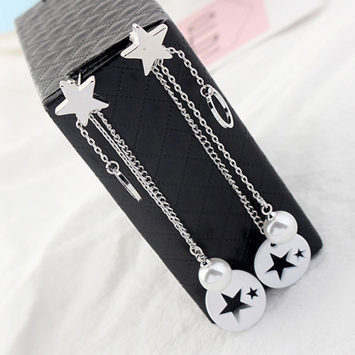 彩衣阁时尚星星月亮耳钉blingbling韩版闪亮俏皮可爱长款耳环饰品