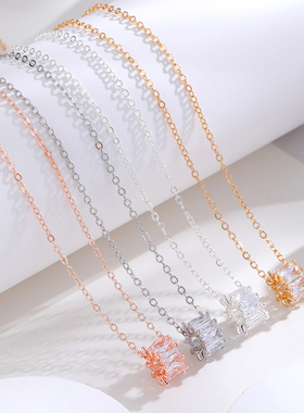 彩衣阁时尚闪亮晶莹剔透锆石项链甜美精巧饰品日韩风格女生日礼物
