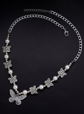 彩衣阁时尚美丽蝴蝶项链新款个性多色百搭流行日韩风格金属饰品