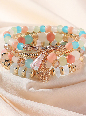 三层水钻甜美风多颜色手串