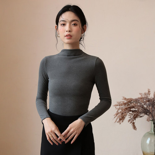 薄绒半高领加厚显瘦长袖打底衫