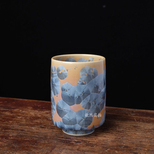 日本进口清水烧结晶釉手作茶杯