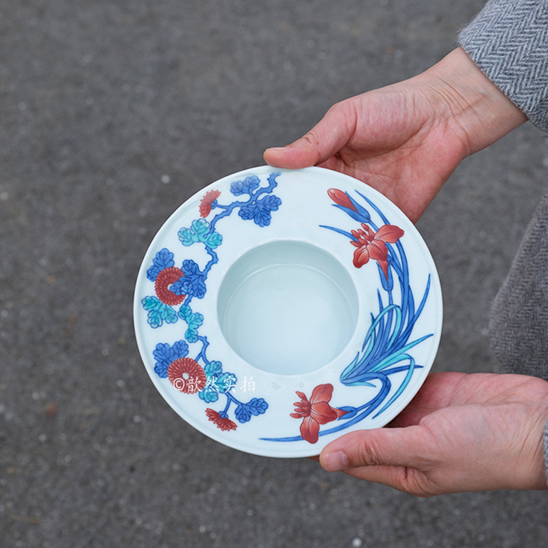 日本进口今右卫门锦花纹灰皿