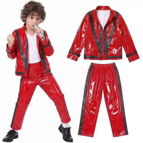 万圣节迈克尔杰克逊cosplay儿童红色皮衣演出服表演服舞台服装派