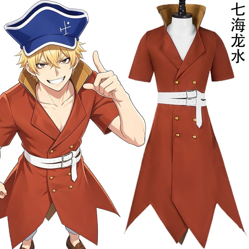 七海龙水 石纪元cos服 复古红短袖长款制服动漫角色 cosplay全套