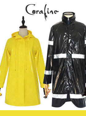 鬼妈妈cos服卡洛琳韦珀cosplay服装黄色雨衣万圣节角色扮演服装