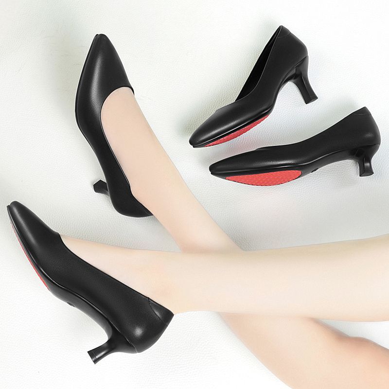 3cm真皮单鞋软底空姐中跟一字扣配旗袍跳舞妈妈鞋皮鞋工作鞋女鞋