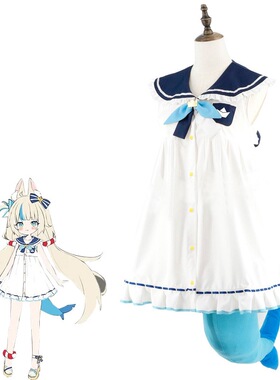 虚拟主播Gura 转生鲨鱼子Sameko Saba 小鲨鱼cos服耳朵尾巴vtuber