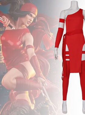 漫威反英雄女杀手Elektra 艾丽卡cos服万圣节cosplay红裙套装