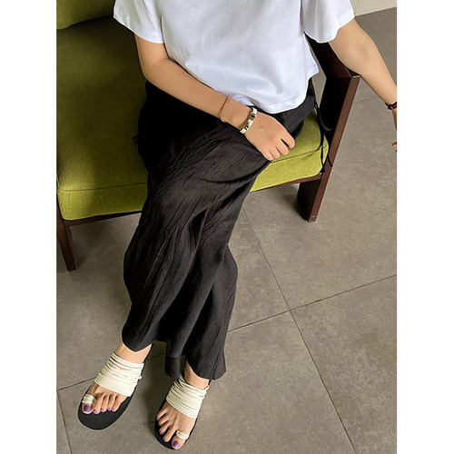 高腰休闲MYA亚麻宽松阔腿裤