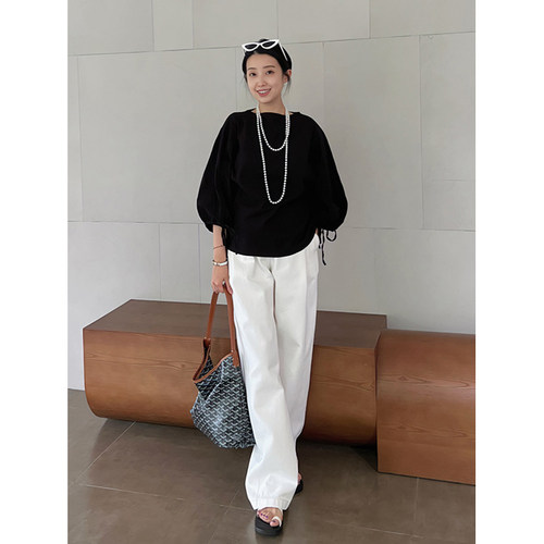 MYA宽松休闲短袖微褶皱肌理衬衣