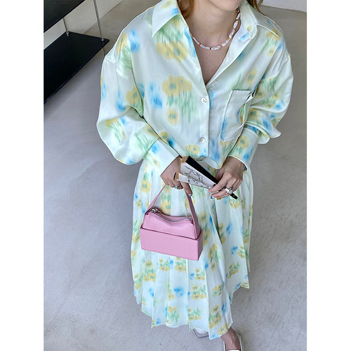 NOMATTER丝感廓形艺术印花衬衣