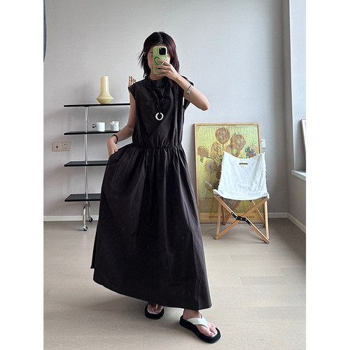 休闲长裙全棉纯色飞飞袖