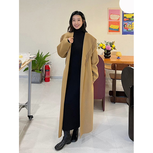 MYA羊毛绒混纺长款简约大衣