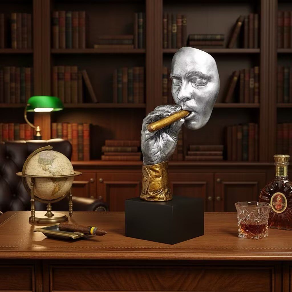 LUXFO雪茄艺术雕像个性创意家居摆件时尚工艺品古巴雪茄头像