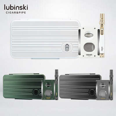 LUBINSKI雪茄打火机套装5支装便携盒多功能剪刀直冲火机高档礼盒