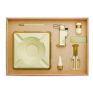 鲁宾斯基雪茄工具套装单直冲打火机剪刀大烟缸通针磁吸支架六件套