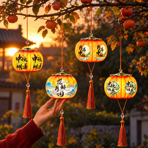 中秋节柿柿如意灯笼2026新款氛围布置装饰品挂饰儿童手提花灯挂件
