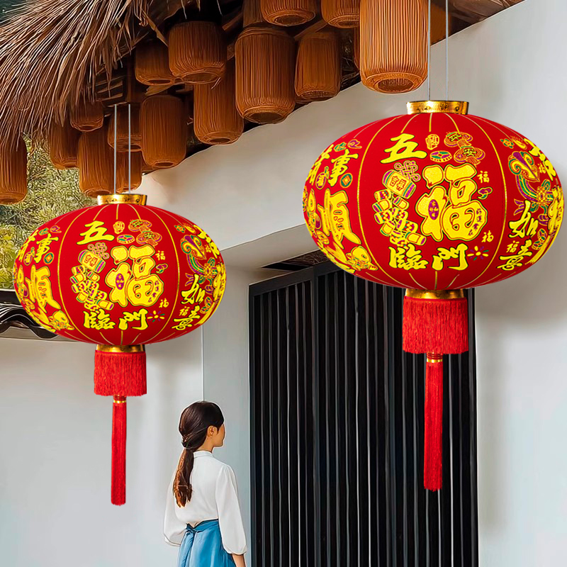 户外植绒灯笼鑫温帘波绒布材质