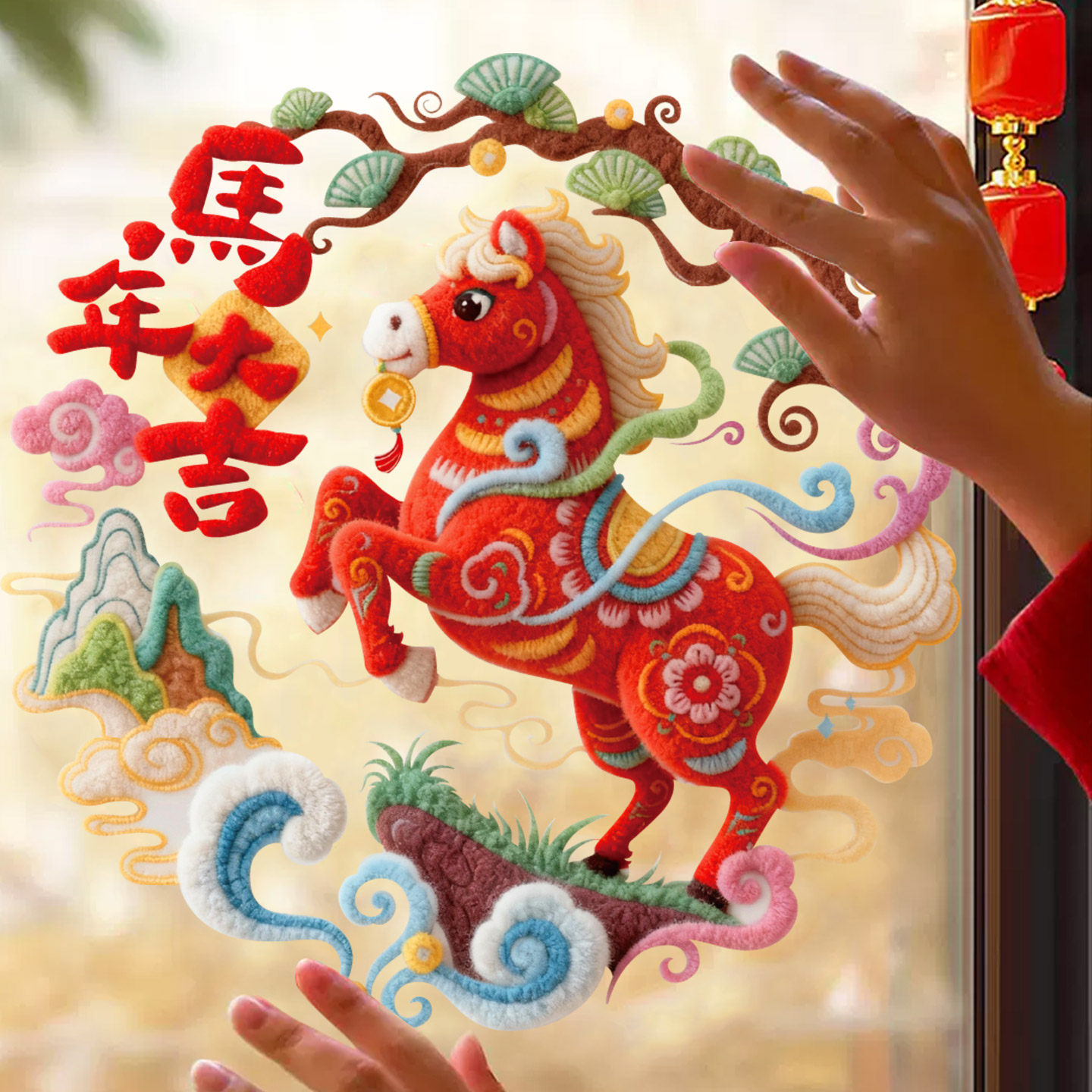2026马年窗花玻璃静电贴新年贴纸