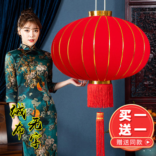 绒布无字灯笼2026过年装饰红灯笼挂饰新年物业大门户外布置防水灯