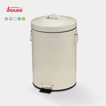 ihouse白色缓降静音脚踏式垃圾桶罗马纹网红邮筒家用厨房客厅捡漏