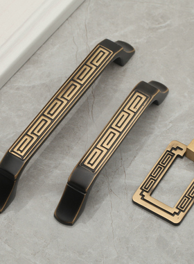 M6076全铜黑咖啡古铜柜门拉手 欧中式纤细现代简约橱柜书柜把手