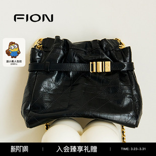 单肩包包 斜挎包女潮款 Fion 菲安妮音符水桶包春夏链条流浪包时尚