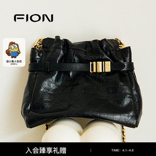 斜挎包女潮款 单肩包包 菲安妮音符水桶包春夏链条流浪包时尚 Fion