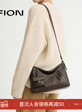 Fion/菲安妮植鞣腋下包女新款hobo包高级感轻奢单肩斜挎软包包