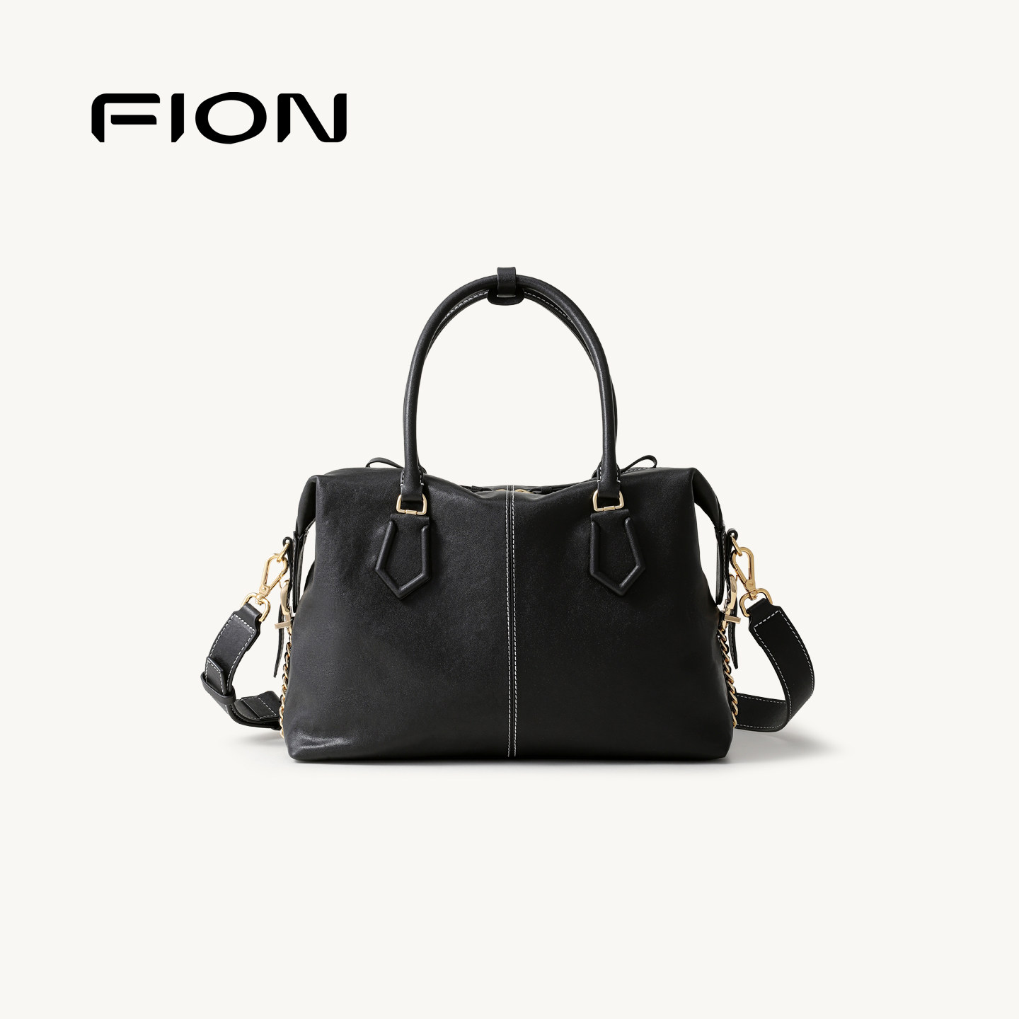 Fion/菲安妮真皮波士顿包轻奢高级感通勤手提软包包女单肩斜挎包,箱包皮具/热销女包/男包,波士顿包,淘宝优惠券,粉丝福利购,淘宝优惠卷