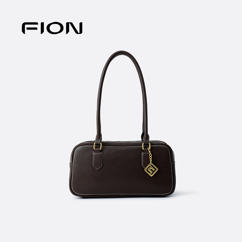 Fion/菲安妮真皮保龄球包2025新款高级感小众设计单肩腋下包包女