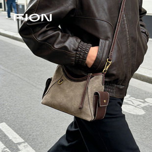 Fion/菲安妮麂皮腋下包包女秋冬新款高级轻奢小众单肩hobo斜挎包