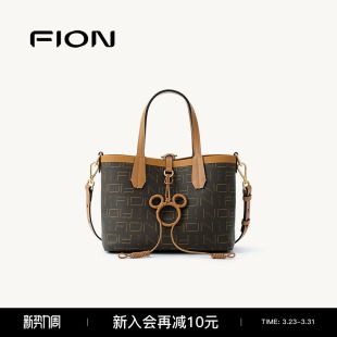 Fion 菲安妮迪士尼米奇老花托特包复古通勤休闲大容量单肩斜挎包