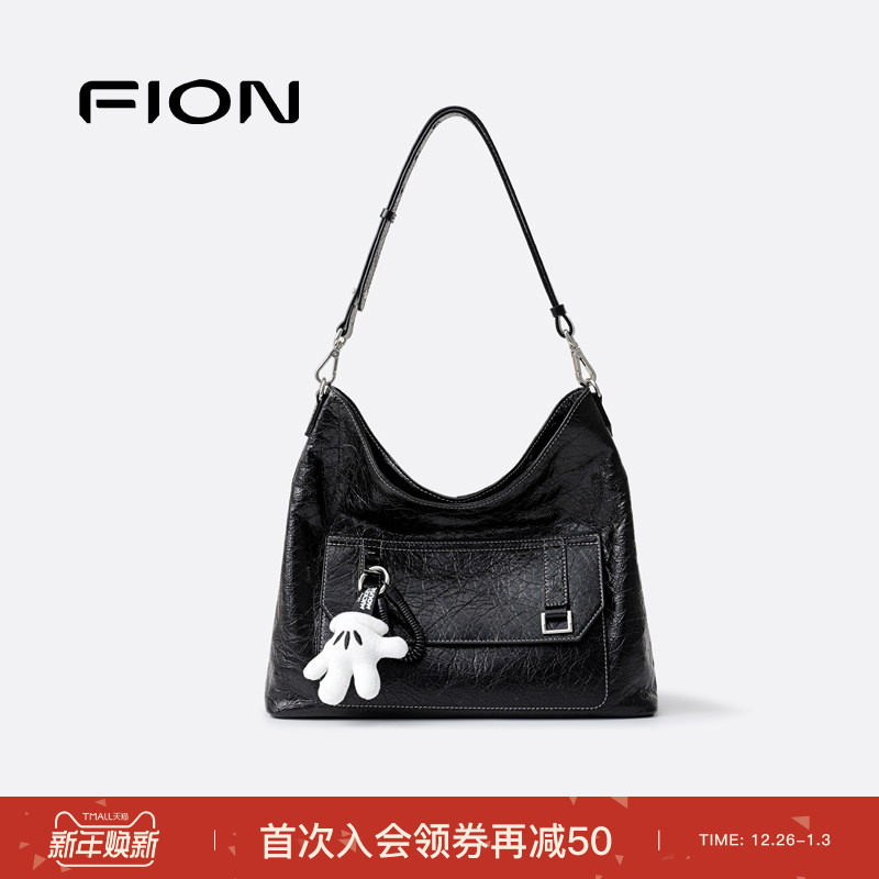 Fion/菲安妮迪士尼米奇合作真皮托特包2025新款大容量单肩斜