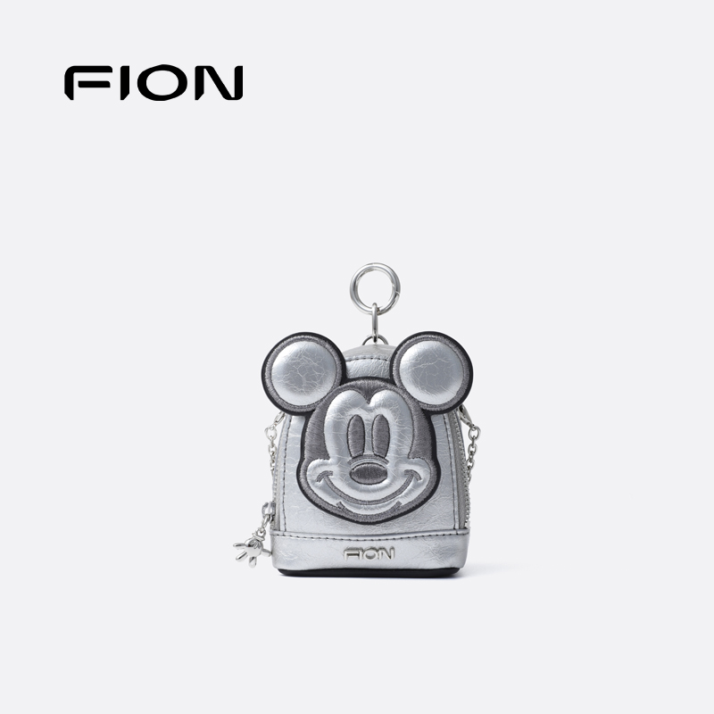 Fion/菲安妮迪士尼米奇合作款耳机小包挂件牛皮革包挂斜挎包包女
