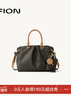 Fion/菲安妮老花褶皱饺子包新款高级感小众手提包包女单肩斜挎包
