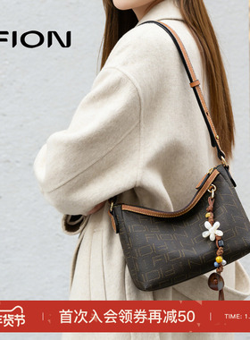 【新年礼物】Fion/菲安妮老花腋下包托特包新款单肩斜挎女包包