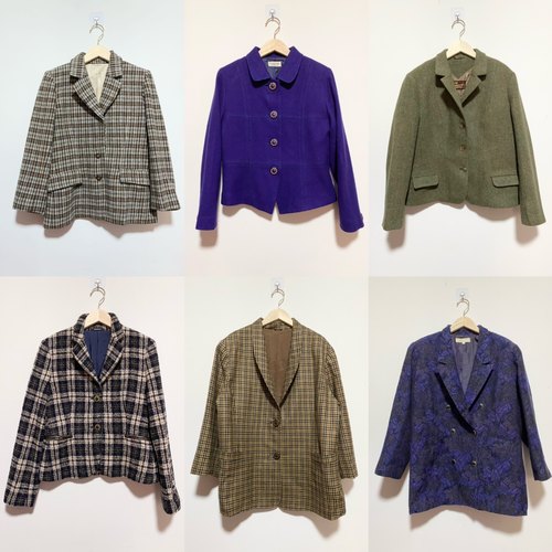 天天古着女士小香风西装秋vintage日本秋冬长袖外套上衣（XZ01）